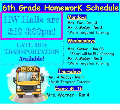 6th Grade Homework Hall Times